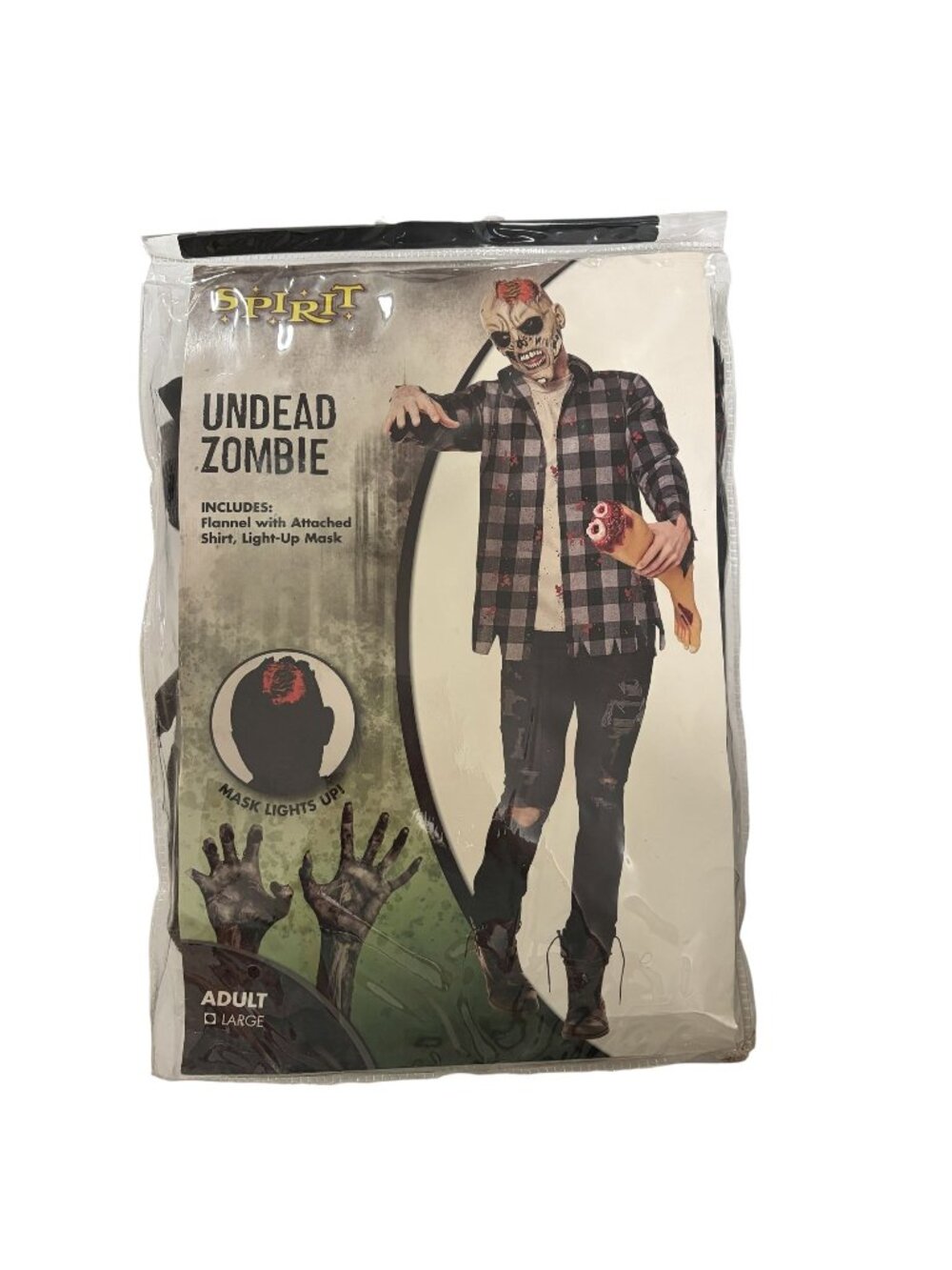 Adult Undead Zombie Costume Size Large New in Package Mask and Shirt